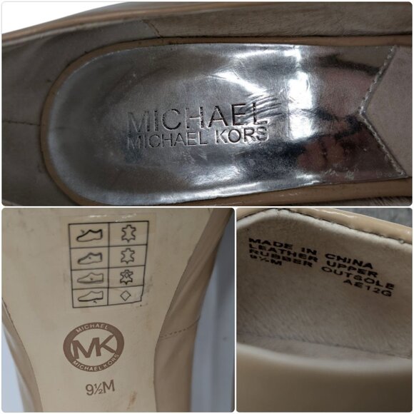 Michael Kors Leather Platform Pumps Womens Nude Beige 4" Stiletto Heel Size 9.5 - Picture 12 of 13